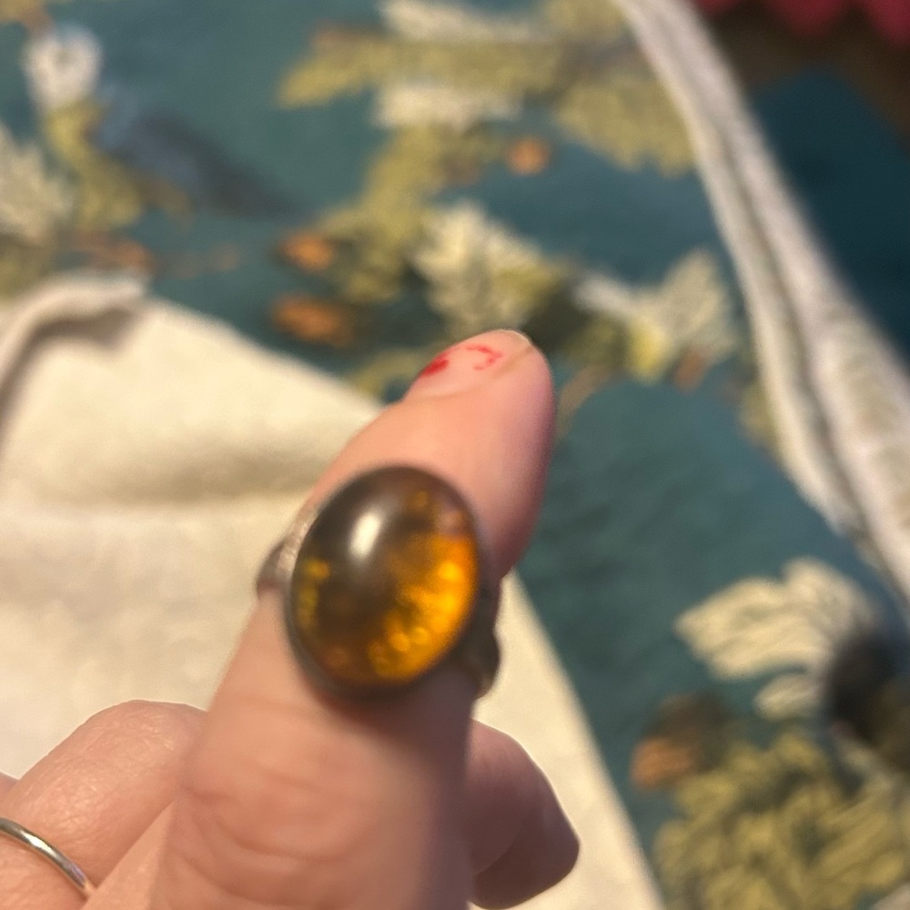 Amber Cabochon Statement Ring